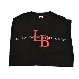 United Brands International  Black L Vintage 90s Loverboy Band Tee Tour T Shirt